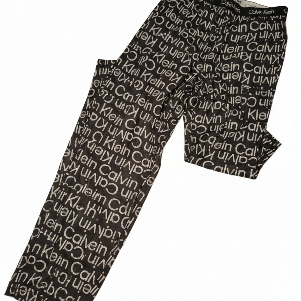 Calvin Klein Black and White Logo Jogger Pajama Pants